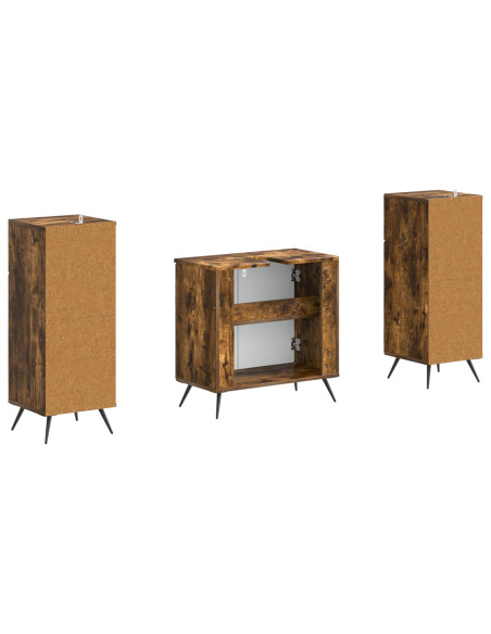 Set di Armadi da Bagno da 2 Pezzi BREDA Rovere Fumo