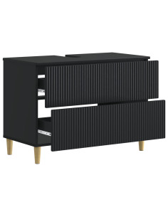 Armadio per Lavabo da Bagno ARNHEM Nero 82 x 41 x 59 cm 2