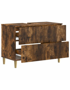 Armadio per Lavabo da Bagno ARNHEM Rovere Fumo 82 x 41 x 59 cm 2