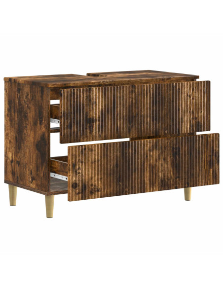 Armadio per Lavabo da Bagno ARNHEM Rovere Fumo 82 x 41 x 59 cm