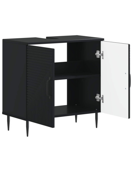 Armadio per Lavabo da Bagno HAARLEM Nero 59,5 x 31,5 x 59 cm