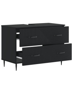 Armadio per Lavabo da Bagno HAARLEM Nero 82 x 41 x 58,5 cm 2