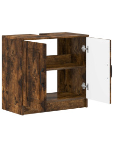 Armadio per Lavabo da Bagno UTRECHT Rovere Fumo 2