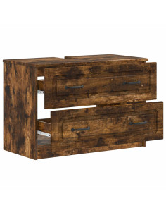Armadio per Lavabo da Bagno UTRECHT Rovere Fumo 82 x 41 x 56 cm 2