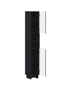 Armadio da Bagno con Ripiano Aperto EDE Nero 30 x 31 x 190 cm 2