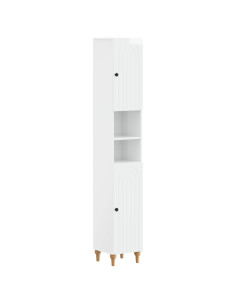 Armadio da Bagno con Ripiano Aperto ALKMAAR Bianco Lucido