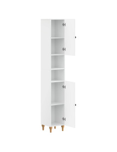 Armadio da Bagno con Ripiano Aperto ALKMAAR Bianco Lucido 2