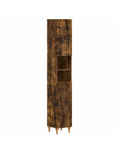 Armadio da Bagno con Ripiano Aperto ALKMAAR Rovere Fumo