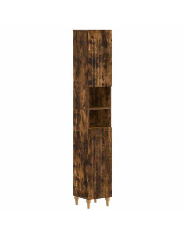 Armadio da Bagno con Ripiano Aperto ALKMAAR Rovere Fumo