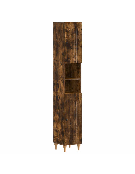 Armadio da Bagno con Ripiano Aperto ALKMAAR Rovere Fumo