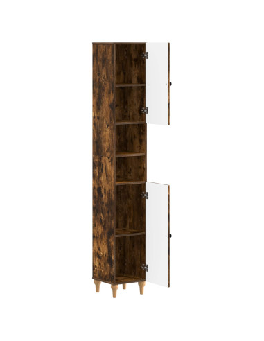 Armadio da Bagno con Ripiano Aperto ALKMAAR Rovere Fumo