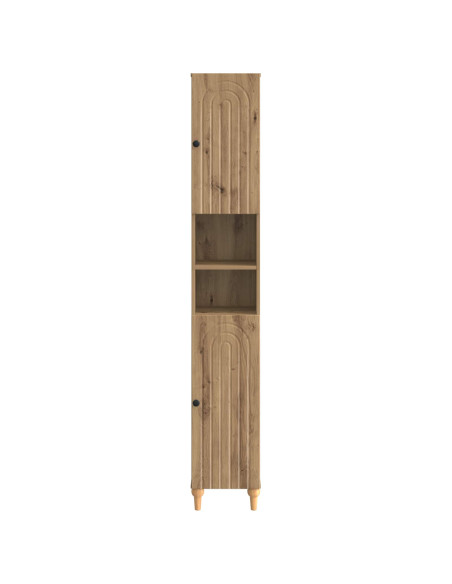 Armadio da Bagno con Ripiano Aperto ALKMAAR Rovere Artigianale