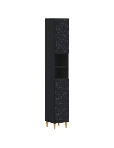 Armadio da Bagno con Ripiano Aperto DELFT Nero 30 x 31 x 190 cm