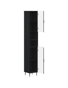 Armadio da Bagno con Ripiano Aperto HAARLEM Nero 2