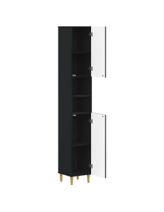 Armadio da Bagno con Ripiano Aperto DELFT Nero 30 x 31 x 190 cm 2