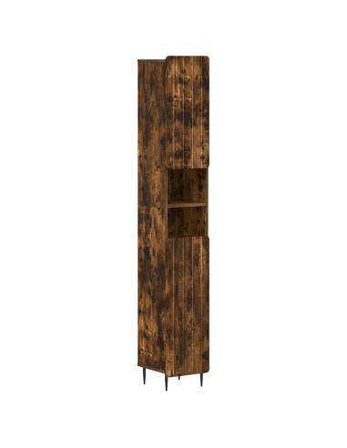 Armadio da Bagno con Ripiano Aperto ZWOLLE Rovere Fumo