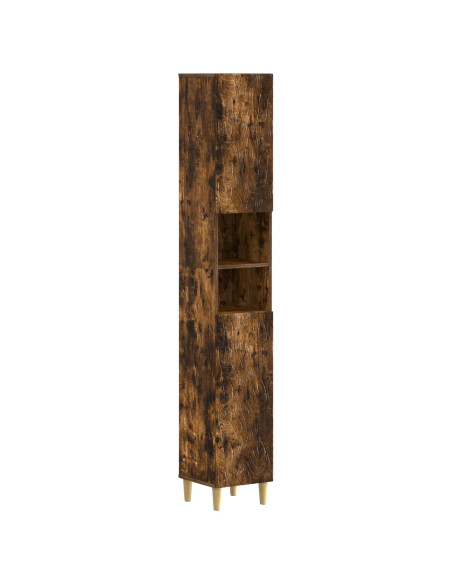Armadio da Bagno con Ripiano Aperto DELFT Rovere Fumo