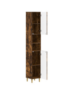 Armadio da Bagno con Ripiano Aperto DELFT Rovere Fumo 2