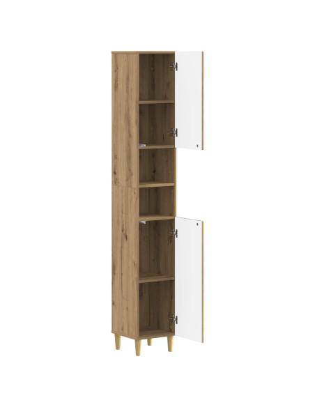 Armadio da Bagno con Ripiano Aperto DELFT Rovere Artigianale