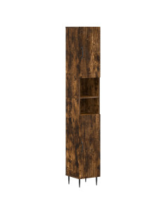 Armadio da Bagno con Ripiano Aperto HAARLEM Rovere Fumo