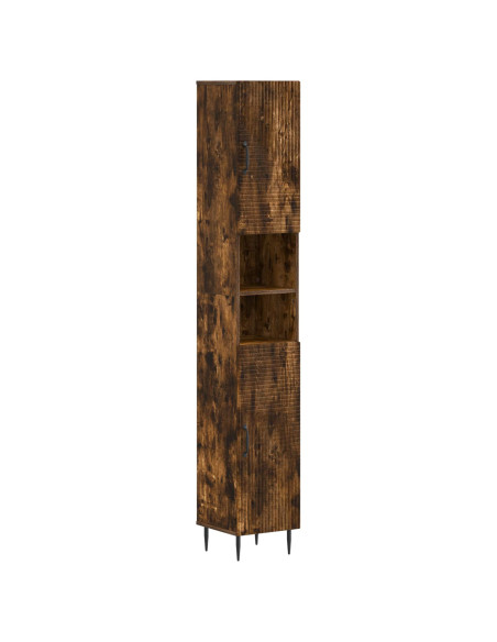 Armadio da Bagno con Ripiano Aperto HAARLEM Rovere Fumo