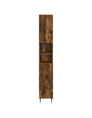 Armadio da Bagno con Ripiano Aperto HAARLEM Rovere Fumo