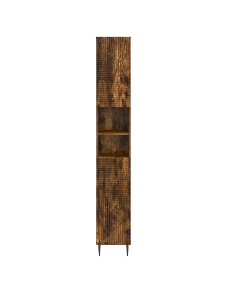 Armadio da Bagno con Ripiano Aperto HAARLEM Rovere Fumo