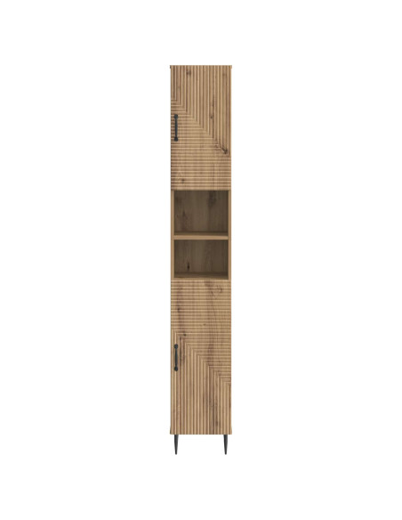 Armadio da Bagno con Ripiano Aperto HAARLEM Rovere Artigianale