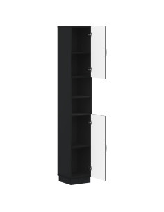 Armadio da Bagno con Ripiano Aperto HOORN Nero 30 x 31 x 187 cm 2