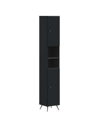 Armadio da Bagno con Ripiano Aperto BREDA Nero 30 x 31 x 190 cm