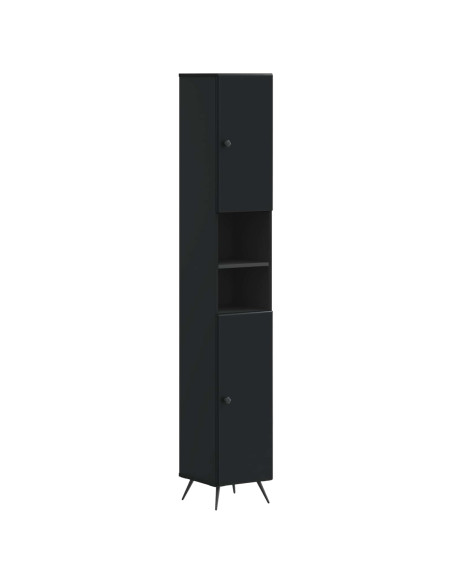 Armadio da Bagno con Ripiano Aperto BREDA Nero 30 x 31 x 190 cm