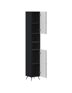 Armadio da Bagno con Ripiano Aperto BREDA Nero 30 x 31 x 190 cm 2