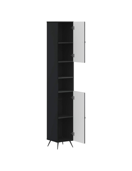 Armadio da Bagno con Ripiano Aperto BREDA Nero 30 x 31 x 190 cm