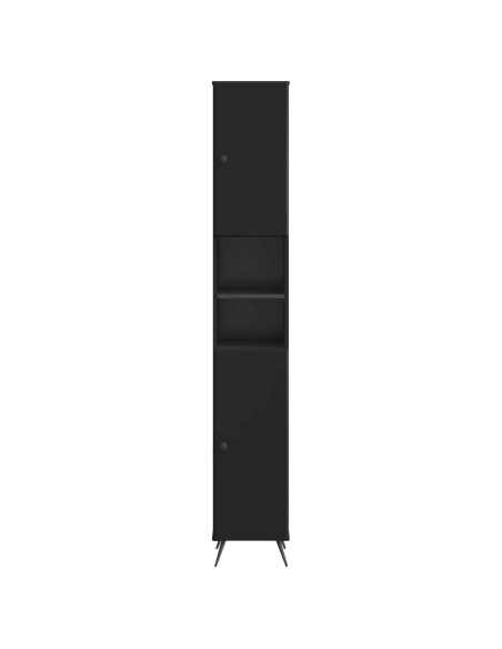 Armadio da Bagno con Ripiano Aperto BREDA Nero 30 x 31 x 190 cm