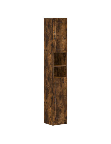 Armadio da Bagno con Ripiano Aperto UTRECHT Rovere Fumo