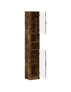 Armadio da Bagno con Ripiano Aperto UTRECHT Rovere Fumo 2