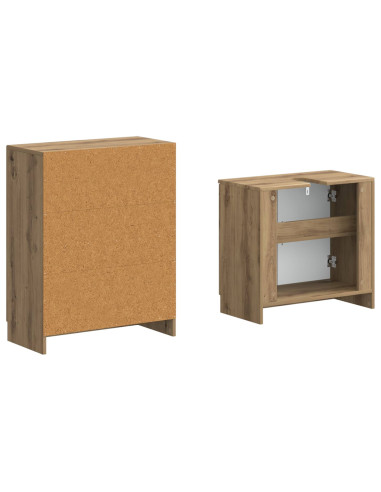 Set di Armadi da Bagno da 2 Pezzi UTRECHT Rovere Artigianale