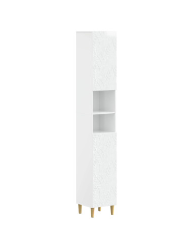Armadio da Bagno con Ripiano Aperto DELFT Bianco Lucido