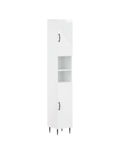 Armadio da Bagno con Ripiano Aperto HAARLEM Bianco Lucido