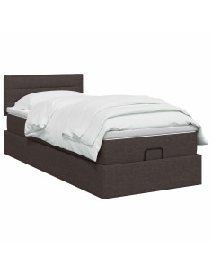 Letto Ottomano con Materasso e LED Marrone Scuro 90 x 200 cm 2