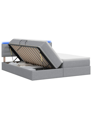 Letto con contenitore LED e materasso Grigio Chiaro