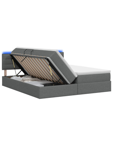 Letto con contenitore LED e materasso Grigio Scuro 200 x 200 cm