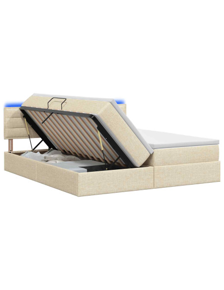 Letto con contenitore LED e materasso Crema 200 x 200 cm