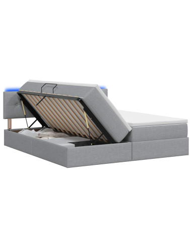 Letto con contenitore LED e materasso Grigio Chiaro