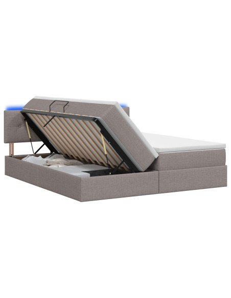 Letto con contenitore LED e materasso Tortora 180 x 200 cm