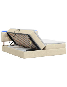Letto con contenitore LED e materasso Crema 180 x 200 cm