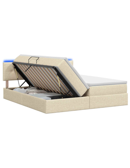 Letto con contenitore LED e materasso Crema 180 x 200 cm