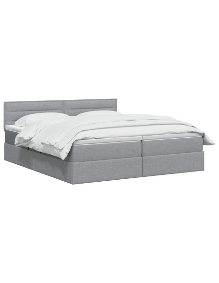 Letto con contenitore LED e materasso Grigio Chiaro