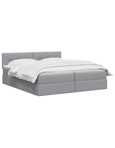 Letto con contenitore LED e materasso Grigio Chiaro