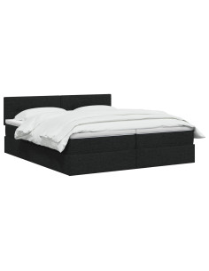 Letto con contenitore LED e materasso Nero 180 x 200 cm Tessuto 2